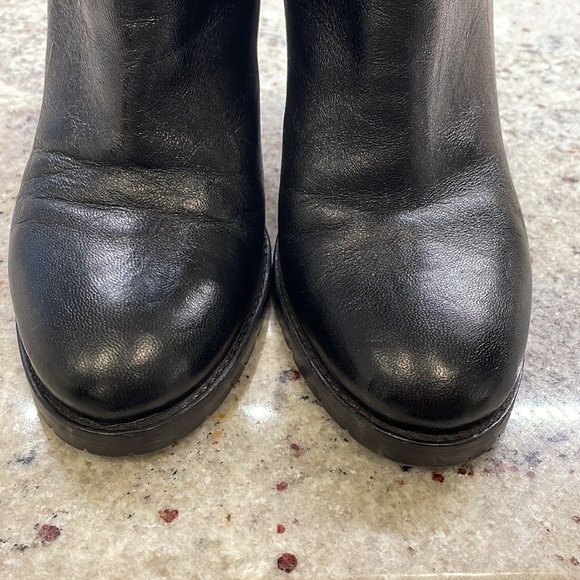 Jimmy Choo 4” heel biker mid calf boots size 38 (8) black gold zipper - Picture 8 of 12